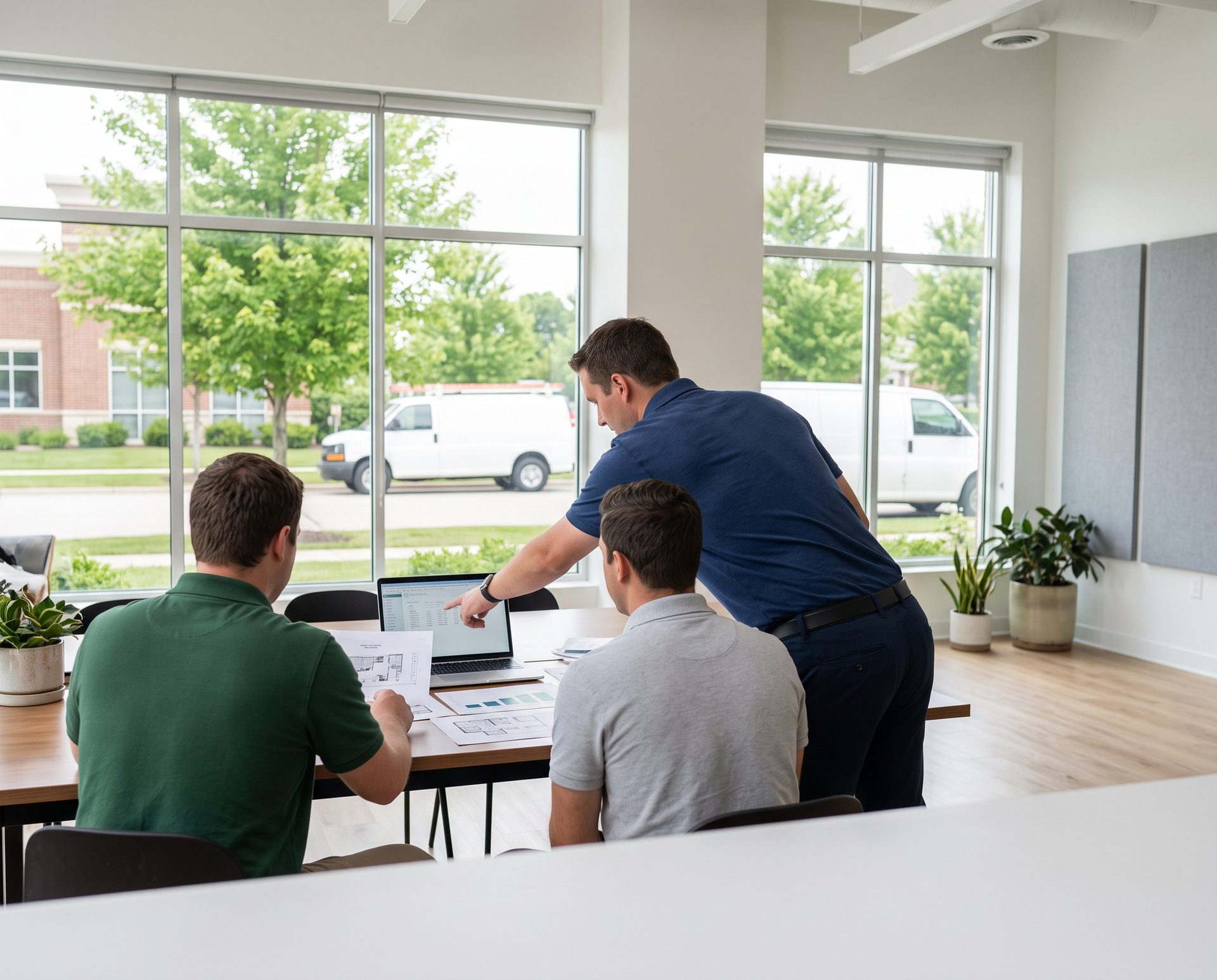 Real estate entrepreneurs meeting to discuss property deals