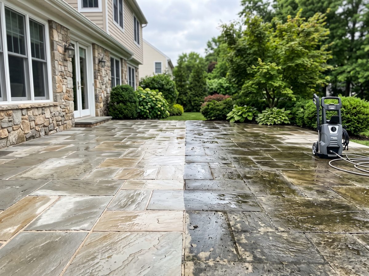 Terrace cleaning before and after